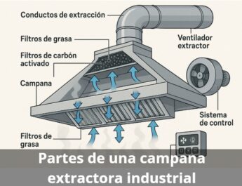 Partes de una campana extractora industrial