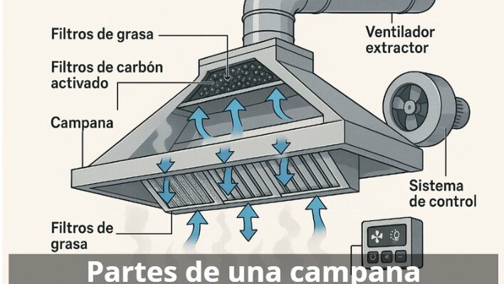 Partes de una campana extractora industrial
