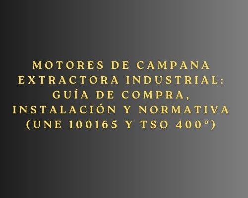 Motores de campana extractora industrial: Guía de compra, instalación y normativa (UNE 100165 y TSO 400º) Motores de campana extractora industrial: Guía de compra, instalación y normativa (UNE 100165 y TSO 400º). Importancia de un sistema de extracción profesional en cocinas industriales. La eficiencia de una cocina profesional depende en gran medida de la calidad de su sistema de extracción. Un dimensionamiento incorrecto provoca acumulación de humo, olores persistentes, exceso de calor, grasa en suspensión y un incremento significativo del riesgo de incendio. El objetivo no es únicamente evacuar aire contaminado, sino garantizar un entorno de trabajo seguro, estable y totalmente conforme a las normativas vigentes. La selección del motor adecuado requiere análisis técnico, conocimiento de normativa y evaluación del rendimiento real de la instalación. Selección técnica del motor campana extractora industrial La elección de motor campana extractora industrial debe basarse en criterios precisos: potencia, presión disponible, compatibilidad con la campana, capacidad para mover grandes caudales y resistencia térmica. Un equipo insuficiente compromete la seguridad, mientras que uno sobredimensionado genera consumos elevados y un desgaste innecesario. En la hostelería profesional, la estabilidad operativa, la durabilidad de la turbina y el comportamiento del motor ante cargas continuas son factores determinantes. Evaluación de una campana extractora industrial con motor incorporado Una campana extractora industrial con motor resulta idónea en instalaciones con recorridos cortos y demandas de extracción moderadas. Su principal ventaja radica en la simplicidad de instalación, mantenimiento accesible y menor impacto acústico cuando la tecnología está bien aislada. No obstante, en cocinas con alta producción o conductos con múltiples metros lineales, la capacidad del motor integrado suele ser insuficiente para mantener la velocidad del aire exigida por las normativas técnicas de extracción profesional. Estándares de ventilación en cocinas de restaurantes La correcta ventilacion en cocinas de restaurantes es indispensable para asegurar la calidad del aire, reducir la saturación de grasa y mantener una temperatura óptima en el área de trabajo. Las exigencias de UNE 100165 establecen renovaciones mínimas por hora, velocidades de aire en filtros y conductos, y parámetros estrictos para evitar la recirculación o la acumulación de contaminantes. Un sistema deficiente compromete no solo la operativa diaria, sino también la integridad estructural del establecimiento ante un posible incendio. Tipos de motores industriales: monofásicos y trifásicos Motores monofásicos Este tipo de motor es adecuado para cocinas pequeñas. Se caracteriza por su consumo moderado, instalación sencilla y caudales suficientes para campanas con conductos cortos. Aunque funcionales, no son aptos para proyectos de alta producción ni para instalaciones con pérdidas de carga relevantes. Motores trifásicos Los motores trifásicos representan la opción profesional recomendada. Su capacidad para impulsar volúmenes elevados de aire, estabilidad eléctrica y durabilidad los convierten en la alternativa más segura y eficiente. Se utilizan en hoteles, comedores colectivos, grandes restaurantes y cocinas industriales con recorridos de extracción complejos. Ubicación del motor: integrado o exterior Motor integrado en campana Un sistema compacto que simplifica la instalación. Resulta adecuado en recorridos cortos, con baja pérdida de carga y exigencias funcionales moderadas. Motor exterior en caja de extracción Su instalación se realiza generalmente en cubiertas, fachadas o terrazas técnicas. Aporta reducción de ruido interior, mejor caudal útil en conductos largos y mayor eficiencia en entornos de alta producción. Es la solución predominante en proyectos actuales de hostelería profesional. Cálculo del caudal de extracción según UNE 100165 El caudal representa la base del diseño del sistema. Debe garantizar un número mínimo de renovaciones por hora y una velocidad del aire que evite acumulación de grasa y sobrecalentamiento. Los pasos fundamentales son: Cálculo del volumen: Largo × Ancho × Alto. Caudal mínimo recomendado: Volumen × 12 renovaciones/hora. Ajuste por pérdidas de carga: Longitud del conducto, número de curvas, tipo de filtro y velocidad del aire requerida (0,8 m/s a 1,2 m/s). Una incorrecta consideración de estos factores provoca un sistema ruidoso, ineficiente o directamente inoperante ante situaciones de máxima carga térmica. Normativa esencial: UNE 100165 y TSO 400ºC/2h El cumplimiento normativo es obligatorio en cocinas profesionales. UNE 100165 regula: Velocidades del aire en filtros. Diseños mínimos de campanas. Parámetros de ventilación necesaria. Distancias y alturas de instalación. Certificación TSO 400ºC/2h Un motor con TSO asegura funcionamiento continuo durante 2 horas a 400°C, requisito imprescindible ante incendios. Es fundamental para garantizar la evacuación de humos calientes y cumplir con UNE-EN 12101-3:2016 y el Documento Básico de Seguridad Contra Incendios. Componentes y materiales de un sistema profesional Un sistema de extracción eficiente integra: Motores industriales resistentes a temperatura y grasa. Turbinas metálicas de alto rendimiento. Filtros de lamas de acero inoxidable. Conductos certificados e ignífugos. Silenciadores y antivibratorios. Uniones estancas para impedir fugas. La acumulación de grasa aumenta la pérdida de carga y eleva el riesgo de incendio, por lo que se recomienda mantenimiento completo cada seis meses. Instalación profesional del motor de la campana Para asegurar un rendimiento óptimo, la instalación debe incluir: Cálculo de caudal conforme a normativa. Conductos dimensionados correctamente. Antivibratorios y soportes homologados. Silenciadores cuando el recorrido lo requiera. Sellado completo de todas las uniones. Una instalación inadecuada afecta directamente la eficiencia y puede invalidar la certificación técnica del sistema. Cómo elegir el mejor motor para una campana industrial La selección debe basarse en: Certificación TSO 400ºC/2h. Presión suficiente para recorridos con alta pérdida de carga. Turbinas metálicas resistentes. Carcasa de acero inoxidable o galvanizado. Motores trifásicos para cocinas medianas y grandes. Nivel sonoro reducido si el motor es integrado. Eficiencia, seguridad y cumplimiento normativo Un sistema de extracción profesional depende de un motor dimensionado correctamente y conforme a la normativa. La seguridad contra incendios, la eficiencia operativa y la calidad del ambiente de trabajo están directamente relacionadas con la tecnología del motor y la correcta configuración del sistema. La inversión en componentes certificados garantiza un funcionamiento estable, evita sanciones y prolonga la vida útil de la infraestructura de cocina profesional. Motores de campana extractora industrial: Guía de compra, instalación y normativa (UNE 100165 y TSO 400º)