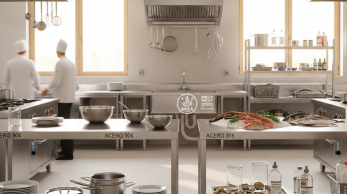 Acero inoxidable hostelería: qué diferencia hay entre acero inoxidable 304 y 316