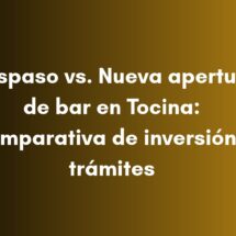 Traspaso o nueva apertura de bar en Tocina: compara inversión, costes, trámites y plazos antes de decidir.